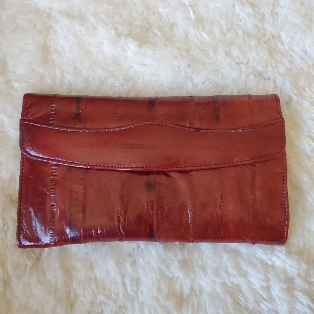 Vintage Women's Genuine Eel Leather Burgundy